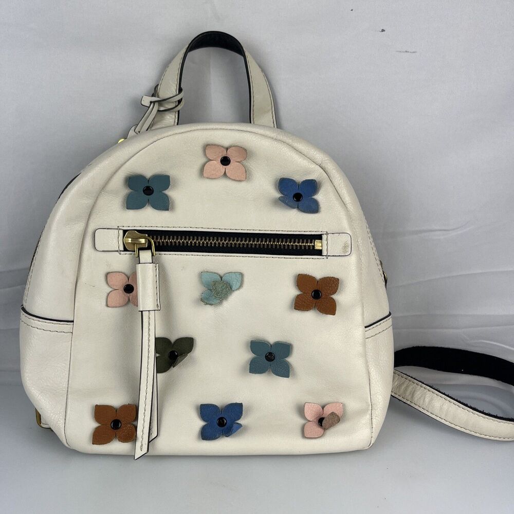 Fossil Multi-Color Florals Off White Leather Smal… - image 1